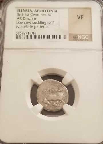 イリュリア、アポロニア ドラクマ牛と子牛 NGC VF 古代銀貨