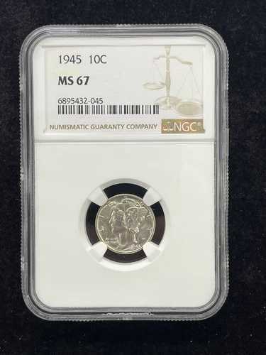 1945年 P 10C マーキュリーダイム NGC MS67