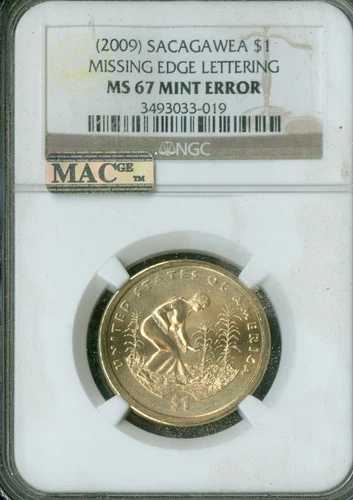 (2009) サカガウィア・ドル 縁の文字欠落 NGC MS67 MAC スポットレス *