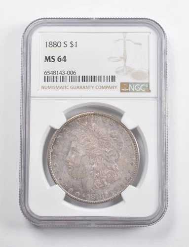 MS64 1880-S モルガン銀貨 NGC - 素晴らしいカラー *3410