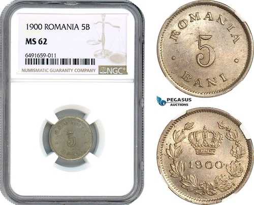 AH742、ルーマニア、カロル1世、1900年5月、ブリュッセル造幣局、NGC MS62