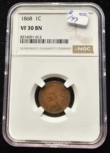 1868年 1セント インディアンヘッドセントコイン NGC VF 30
