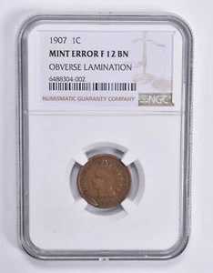 ミントエラー F12 BN 1907 インディアンヘッドセント OBV ラミネーション NGC *1807
