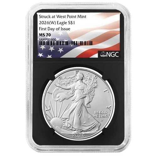 プレセール - 2026 (W) $1 アメリカン シルバー イーグル NGC MS70 FDI フラッグ ラベル レトロ コア 51,480円