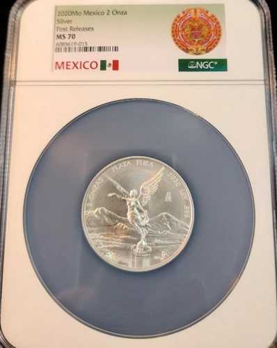 2020年 メキシコ シルバー リベルタッド 2 オンザ NGC MS 70 キー日付 非常に希少な完璧なコイン!