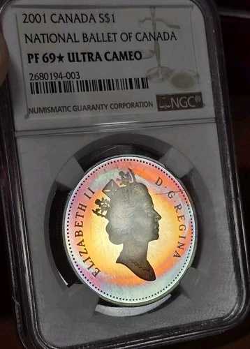 2001年 カナダ 1ドル カナダ国立バレエ団 NGC PF69* スターUC レインボートーンモンスター｜WORLD RESOURCE【QUEEN店】