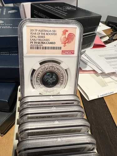 2017年 オーストラリア オパール ルナー 酉年 1オンス シルバー プルーフコイン NGC PF70 ER