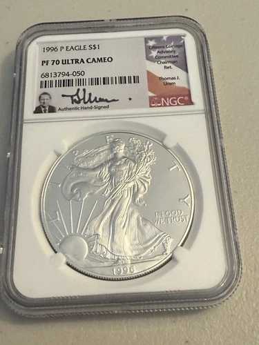 1996年 P アメリカン シルバー イーグル NGC PF70 ウルトラカメオ トーマス・ウラム 直筆サイン入り 旗ラベル 125,950円