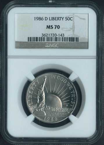 1986年 D 自由の女神像 100周年記念 ハーフドルコイン NGC MS 70 MS70 パーフェクト