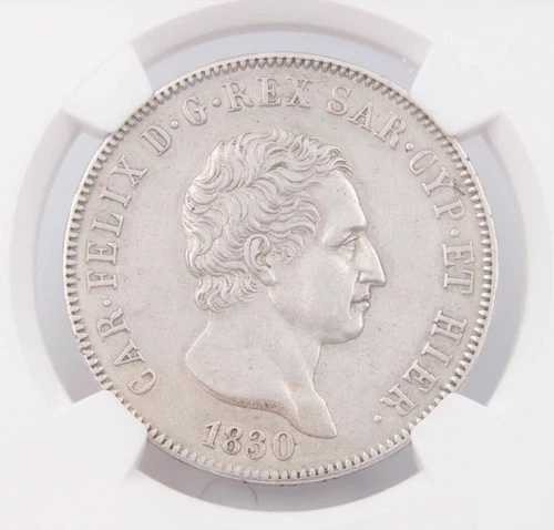 1830年 イーグル L イタリア サルデーニャ 5リラ NGC NGC AU 詳細クリーニング済み｜WORLD RESOURCE【QUEEN店】