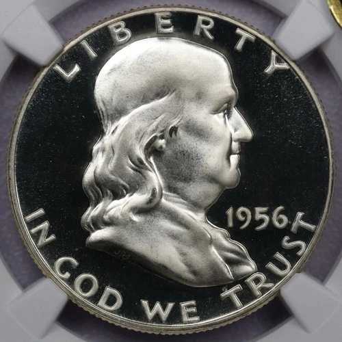 1956年 タイプ2 50セント フランクリン ハーフダラー - NGC PF 68 ウルトラカメオ エベレストセレクションズ