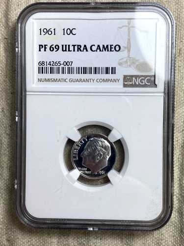 1961年 ルーズベルト ダイム NGC PF69 UCAM トップポップスポット フリーホワイト