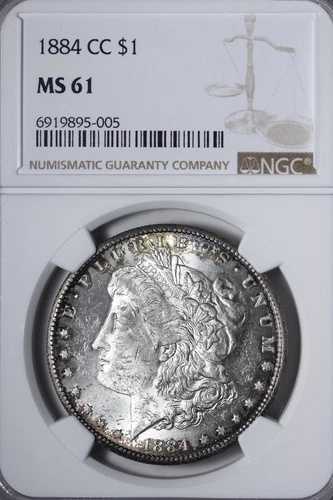 BU 1884-CC モルガン銀貨 NGC MS61 非常に派手なビデオを見る JDNPM