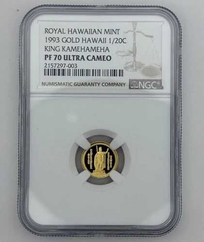1993年ハワイ 1/20オンス ゴールドプルーフクラウンコイン ? PF70 POP 8 ? ロイヤルハワイアンミント｜WORLD RESOURCE【QUEEN店】