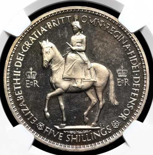イギリス 1953年 エリザベス2世戴冠式 プルーフクラウン NGC PF66 カメオ