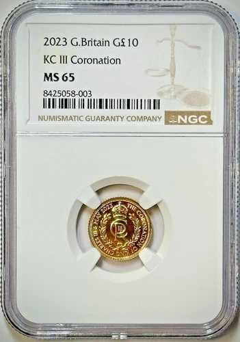 2023年 イギリス 10ポンド KC III 戴冠式 ? NGC MS65 ? モダンロイヤルゴールド