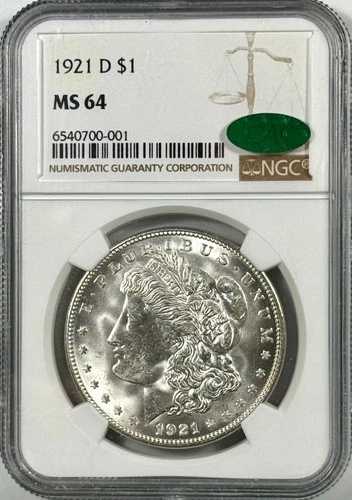 1921-D モーガン シルバー ドル NGC MS64 CAC ? ブラスト ホワイト!
