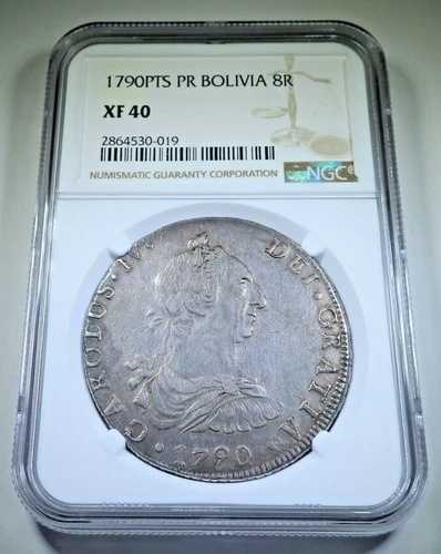 NGC XF-40 1790年 ボリビア 銀貨 8レアル 1700年代 スペイン植民地ドル 8Rコイン