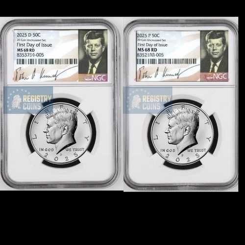2025 P & D ケネディ NGC MS68 68 ハーフドル 2枚セット 初日 20セット 先行販売%