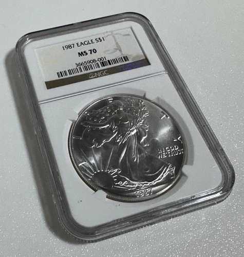 1987年 1ドル アメリカン シルバー イーグル NGC MS70 ブラウンラベル