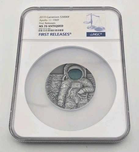 2019年 カメルーン 1969年 アポロ11号 月面着陸 NGC MS70 アンティーク 初公開
