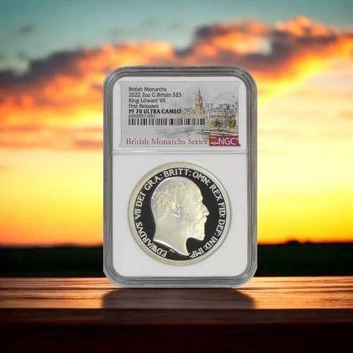 2022年 イギリス 英国君主 エドワード7世 2オンス 5ポンド 銀貨 PF70 FR