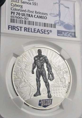 2022年 ソモア 1ドル ジャスティス・リーグ サイボーグ カラー銀貨 NGC PF70 FR Pop 7 レア
