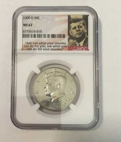 2000 D 50c MS67 ケネディ ハーフダラー NGC JFK「Ask Not」ラベル