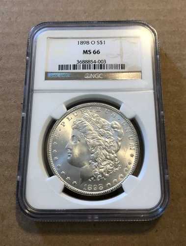 モルガン銀貨 1898 O $1 NGC高品位 MS 66 明るく美しい例