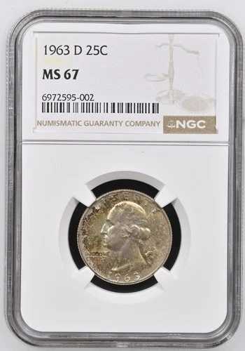 1963年 D ワシントン クォーター NGC MS67 POP 51/12 希少