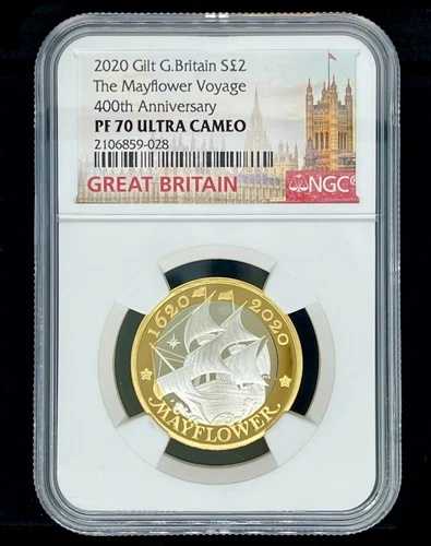 2020年 シルバー ?2 グレートブリテン NGC コイン メイフラワー号航海400周年記念 PF70 UC