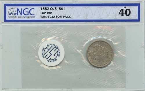 1882-O O/S TOP-100 モルガン・ダラー VAM-4 GSA ソフトパック S$1 NGC XF40