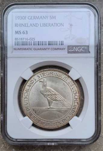 ワイマール共和国 - 5 ライヒスマルク 1930 F - NGC MS 63-