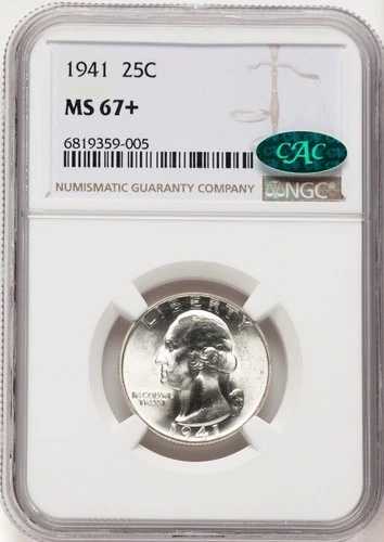 1941年 25セント CAC ワシントン クォーター NGC MS67+