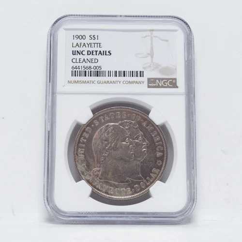 1900年ラファイエット記念銀貨 NGC UNC 詳細クリーニング済み (slx4957)