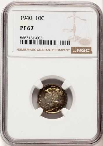 1940年 10セント プルーフ マーキュリー ダイム NGC PR67