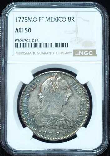1778-Mo FF メキシコ 8レアル AU50 NGC - 美しい色調