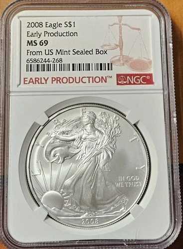 2008 MS69 シルバーイーグル 初期生産 NGC - レッドラベル (全グレード合計357枚)