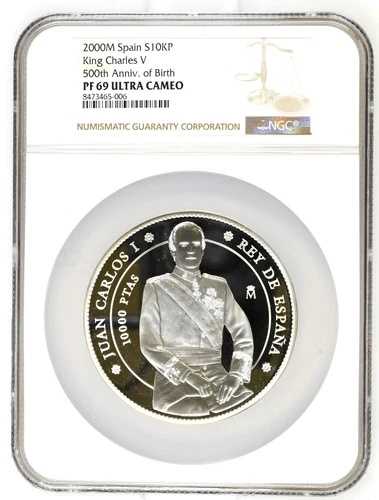 2000-M スペイン 10000ペセタ 国王カール5世生誕500周年記念 NGC PF 69UC
