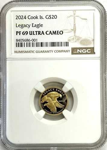 2024年 ゴールド クック諸島 20ドル レガシーイーグル .9999 ファインコイン NGC プルーフ 70 UC