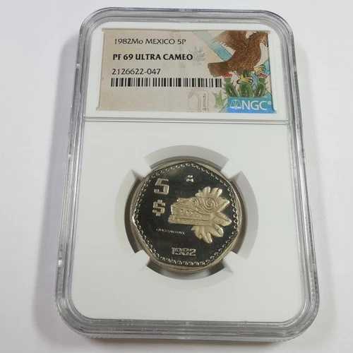 1982年 Mo NGC プルーフ PF69 UCAM - メキシコ - 5ペソ 5ドルコイン #54373A
