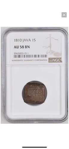 オランダ領東インド - ジャワ 1 スチュイバー 1810 NGC AU58BN KM 221 ボンクス