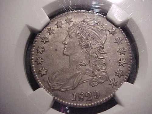 1829 NGC AU-53 キャップドバストハーフダラー オリジナルトーン 同梱配送