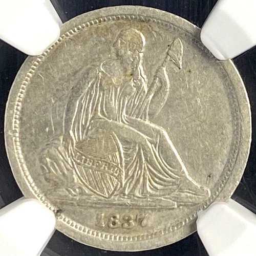 NGC-AU! 1837年 星なし 着席リバティダイム