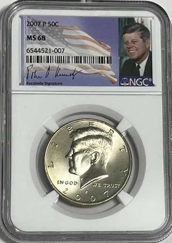 2007年 P NGC MS68 ミントステート クラッド ケネディ ハーフダラー ビジネスストライク 50セント JFK コイン