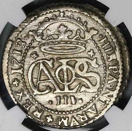 1712 NGC AU 53 スペイン 2 レアレス カルロス 3 世 バルセロナ プリテンダー コイン (23072003C)
