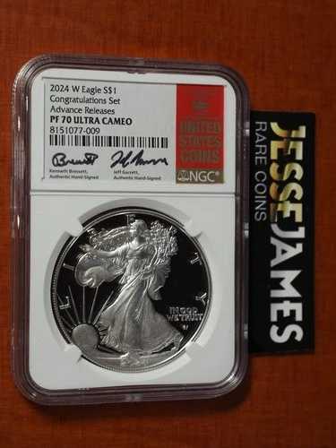 2024 W プルーフ シルバー イーグル NGC PF70 先行発売 お祝いセット デュアルシグネチャー