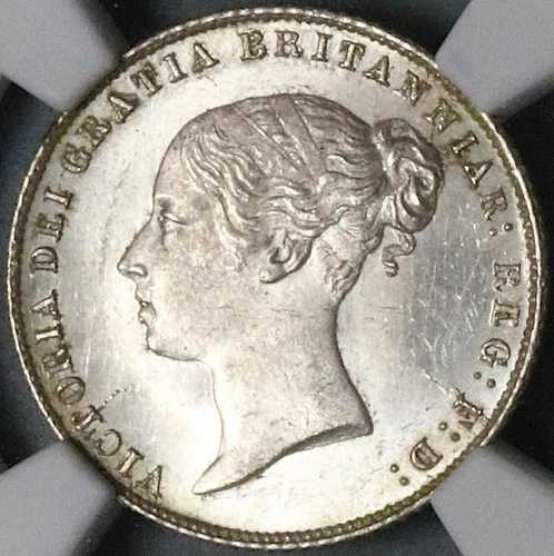 1858年 NGC MS 64 ヴィクトリア 6ペンス イギリス 希少銀貨 (23042401C)