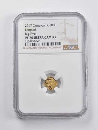 PF70UCAM 2017 カメルーン 100フラン レオパード ビッグファイブ 0.5g .999 純金 NGC *2962 の商品写真