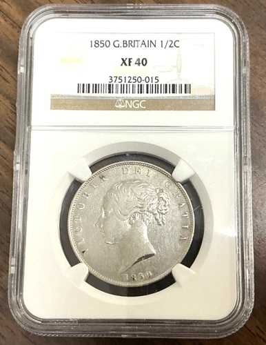 1850年 イギリス ハーフクラウン - NGC XF40